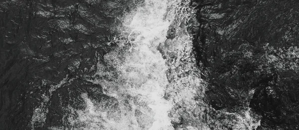 Vue Dessus Des Vagues Mer Noir Blanc Panorama Large — Photo