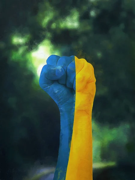 Hand Painted Color Flag Ukraine Artistic Work Theme Patriotism — ストック写真
