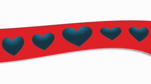 Red Ribbon Hearts White Background Rendering — Stockfoto