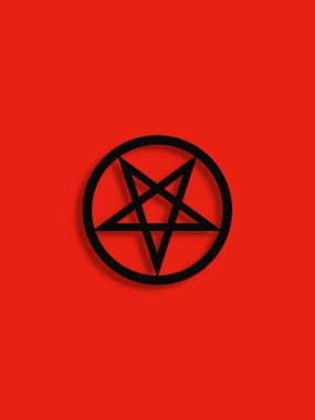 Kırmızı arkaplanda şeytani pentagram