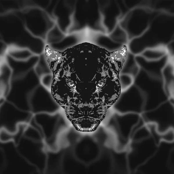 Panther Head Abstract Black Background — Φωτογραφία Αρχείου