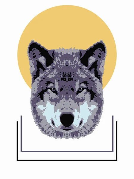 Wolf Background Moon Stylized Artwork Rendering — стокове фото