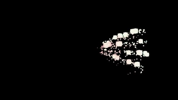 Στροβιλισμός Των Φωτεινών Σωματιδίων Pixel Κανάλι Άλφα Animation Μαύρο Φόντο — Αρχείο Βίντεο