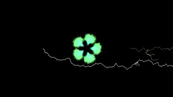Abstract Green Spiral Motion Lightning Strikes Black Background — 图库视频影像