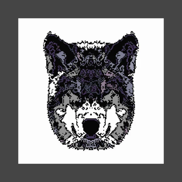 Bit Pixel Art Wolf Retro Hraní Vykreslování — Stock fotografie