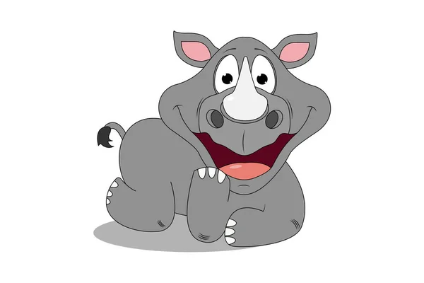 Bonito Rinoceronte Animal Cartoon Simples Vetor Ilustração — Vetor de Stock