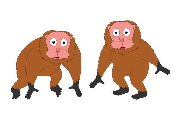 Carino Uakari Animale Cartone Animato Semplice Vettoriale Illustrazione — Vettoriale Stock