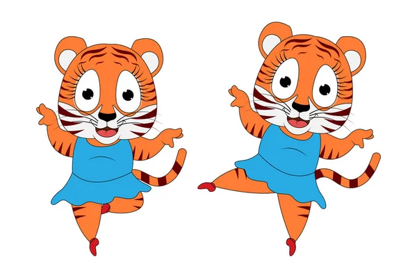 Cute Tiger Animal Cartoon Ballerina Royalty Free Stock Illustrations
