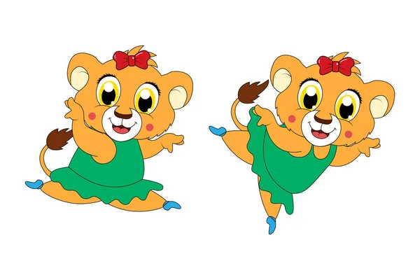 Cute Lion Animal Cartoonballerina Stock Vector
