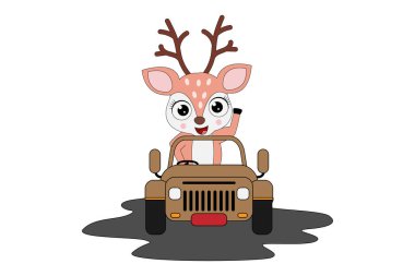 Güzel geyik çizgi film arabası.