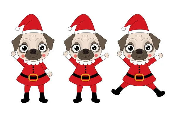Niedlichen Hund Tier Cartoon Weihnachten — Stockvektor