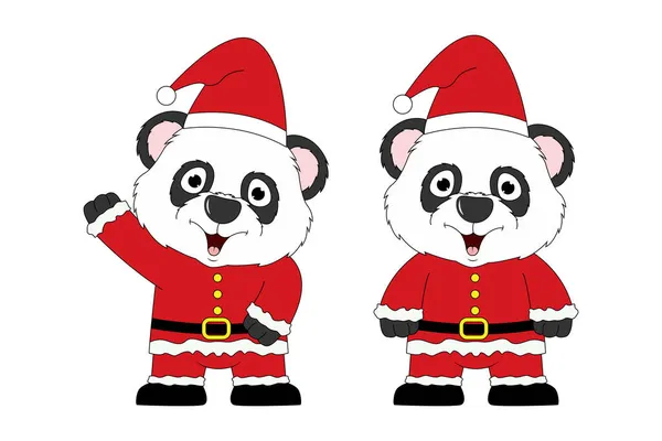 Niedlicher Panda Cartoon Weihnachten — Stockvektor