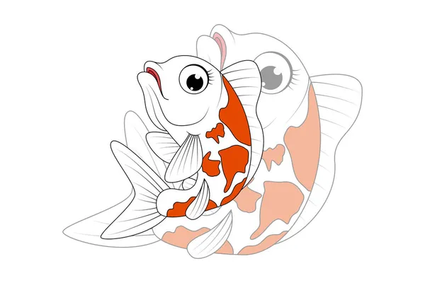 Carino Cartone Animato Pesce Koi — Vettoriale Stock