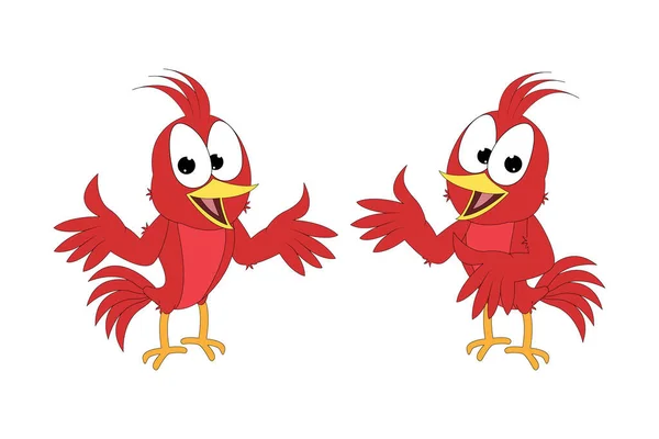 Desenho Animado Bonito Pássaro Vermelho Aimal — Vetor de Stock
