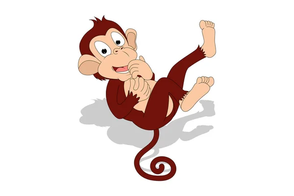 Bonito Macaco Animal Cartoon Ilustração — Vetor de Stock