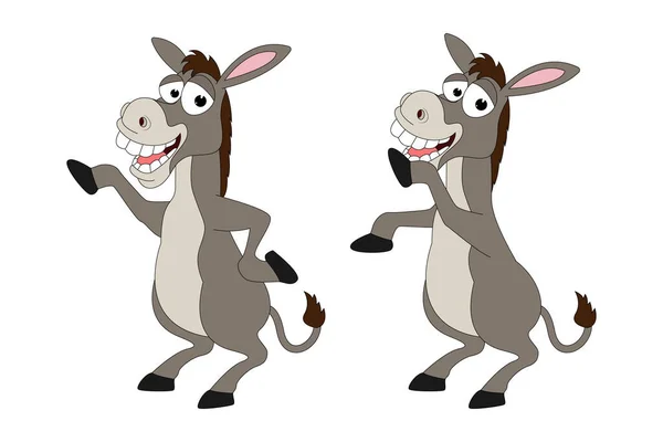 Söt Donkey Djur Tecknad Illustration — Stock vektor