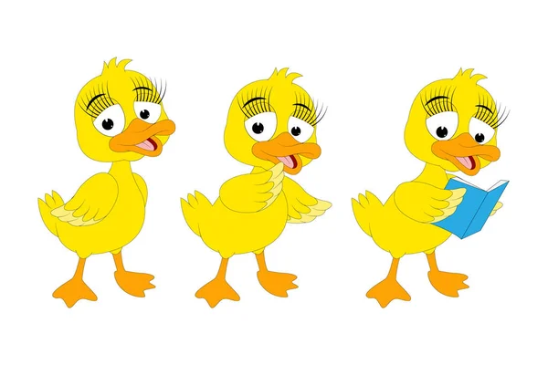 Cute Duck Animal Cartoon Illustration — 图库矢量图片