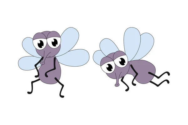 Cute Flies Animal Cartoon Graphic — Stock vektor