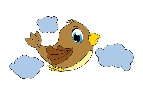 Bonito Pardal Pássaro Cartoon Gráfico — Vetor de Stock
