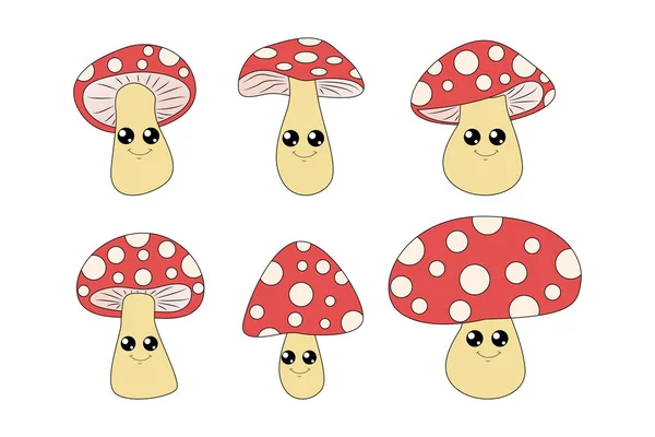 Cute Mushroom Cartoon Character Graphic — стоковый вектор