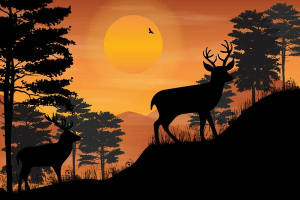 Cute Deer Animal Silhouette Graphic — Wektor stockowy