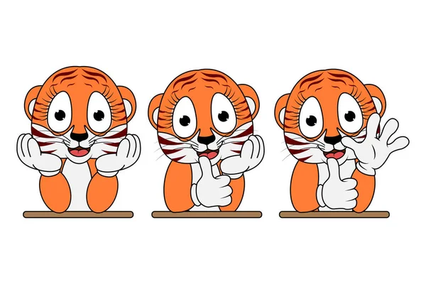 Niedlichen Tiger Tier Cartoon Illustration — Stockvektor