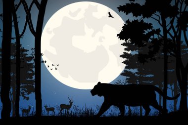 Tatlı kaplan ve ay silueti