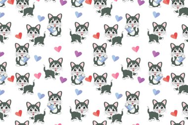 Sevimli kedi hayvan çizgi film deseni