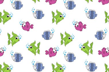Şirin balık hayvan çizgi film deseni