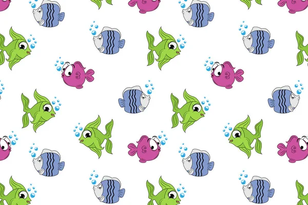 Schattig Vis Dier Cartoon Patroon — Stockvector