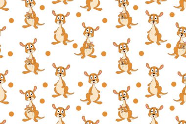 Sevimli kanguru hayvan çizgi film deseni