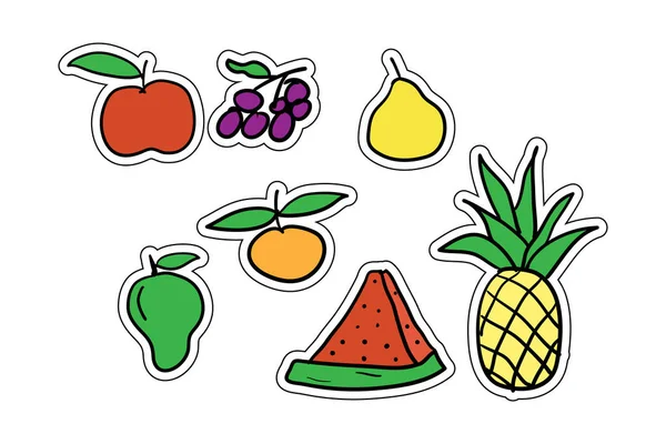 stock vector cute fruits sticker design set