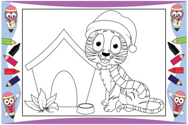 Çocuklar için kaplan hayvan çizgi filmi boyama