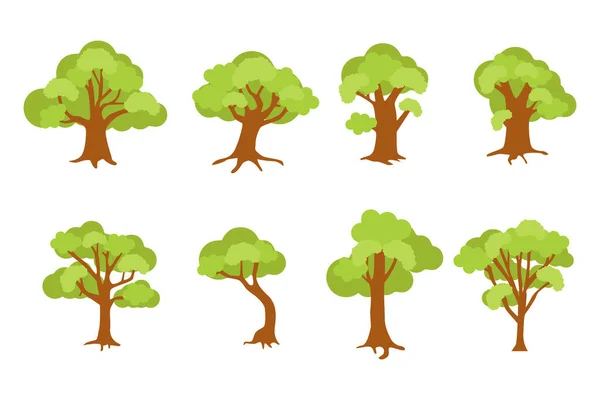 Lindo Árbol Forma Ilustración Conjunto — Vector de stock