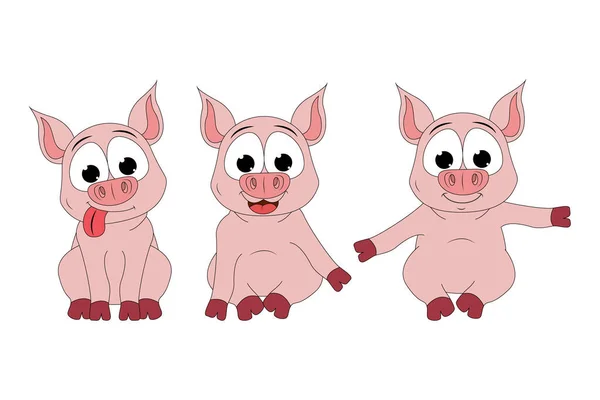 かわいい豚の動物の漫画のイラスト — ストックベクタ