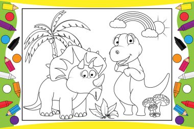 Çocuklar için sevimli dinozorları boyamak