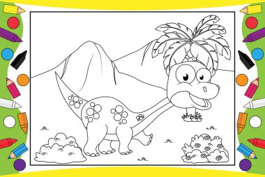 Çocuklar için sevimli dinozorları boyamak