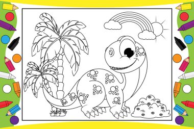 Çocuklar için sevimli dinozorları boyamak