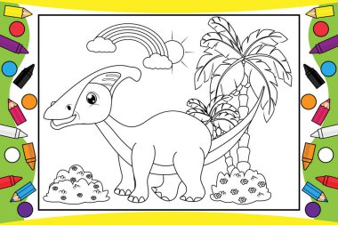 Çocuklar için sevimli dinozorları boyamak