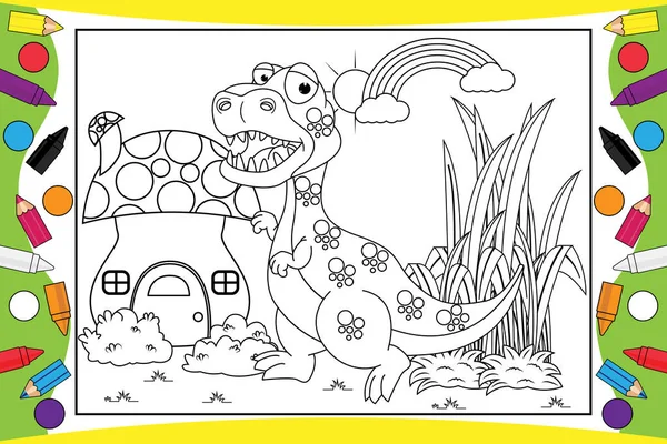 子供のためのかわいい恐竜の着色 — ストックベクタ
