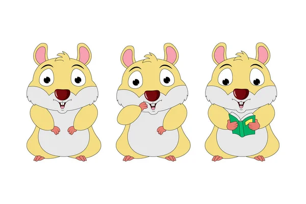 Sevimli Hamster Hayvan Çizgi Film Çizimi — Stok Vektör
