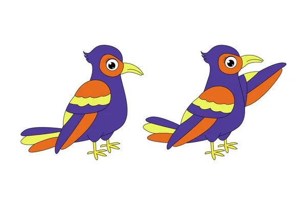 Bonito Colorido Pássaro Ilustração Gráfico — Vetor de Stock