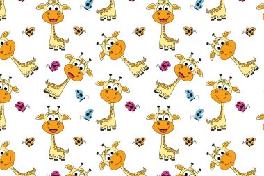 Şirin zürafa hayvan çizgi film deseni