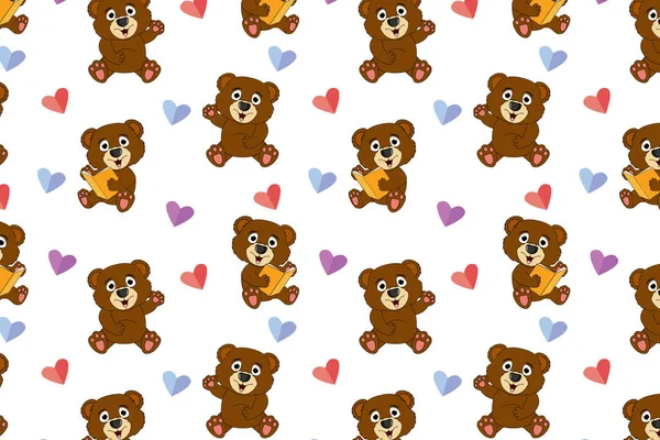 Cute Bear Animal Cartoon Pattern — Stock Vector