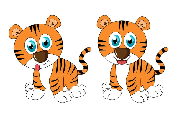 Милая Иллюстрация Мультфильма Про Тигра — стоковый вектор