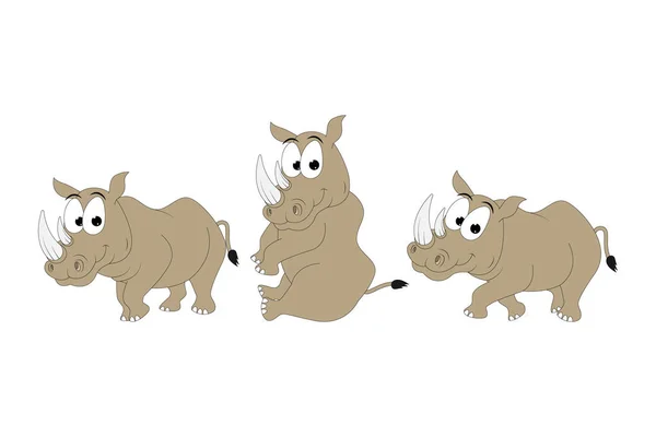Niedliches Nashorn Animal Cartoon Grafik — Stockvektor