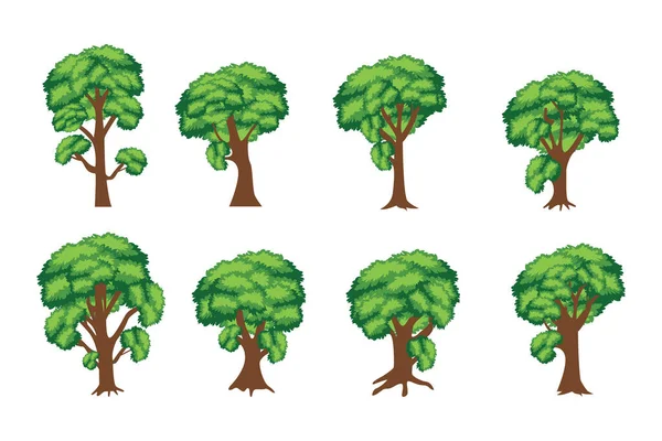 Ładny Drzewo Kształt Ilustracji Zestaw — Wektor stockowy