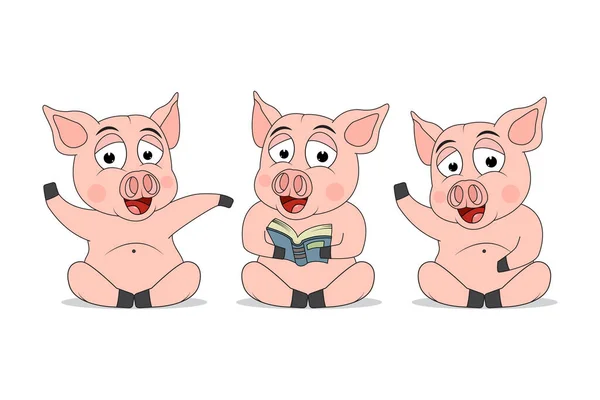 Niedliches Schwein Tier Cartoon Grafik — Stockvektor