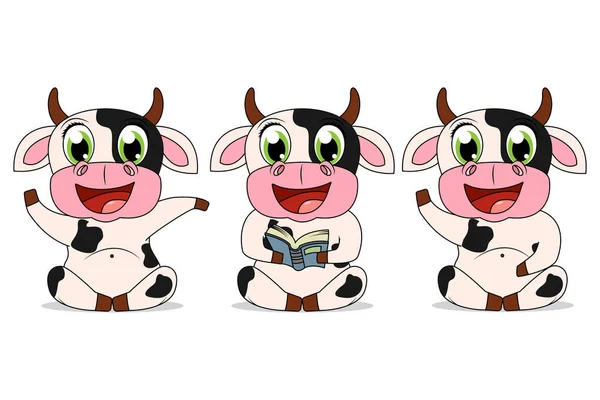 Χαριτωμένο Ζώο Αγελάδα Γραφικά Κινουμένων Σχεδίων — Διανυσματικό Αρχείο