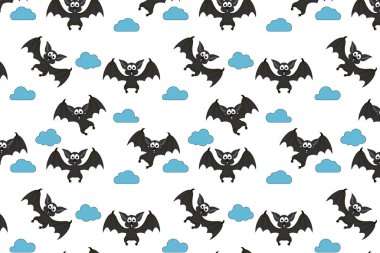 Sevimli yarasa hayvan çizgi film deseni